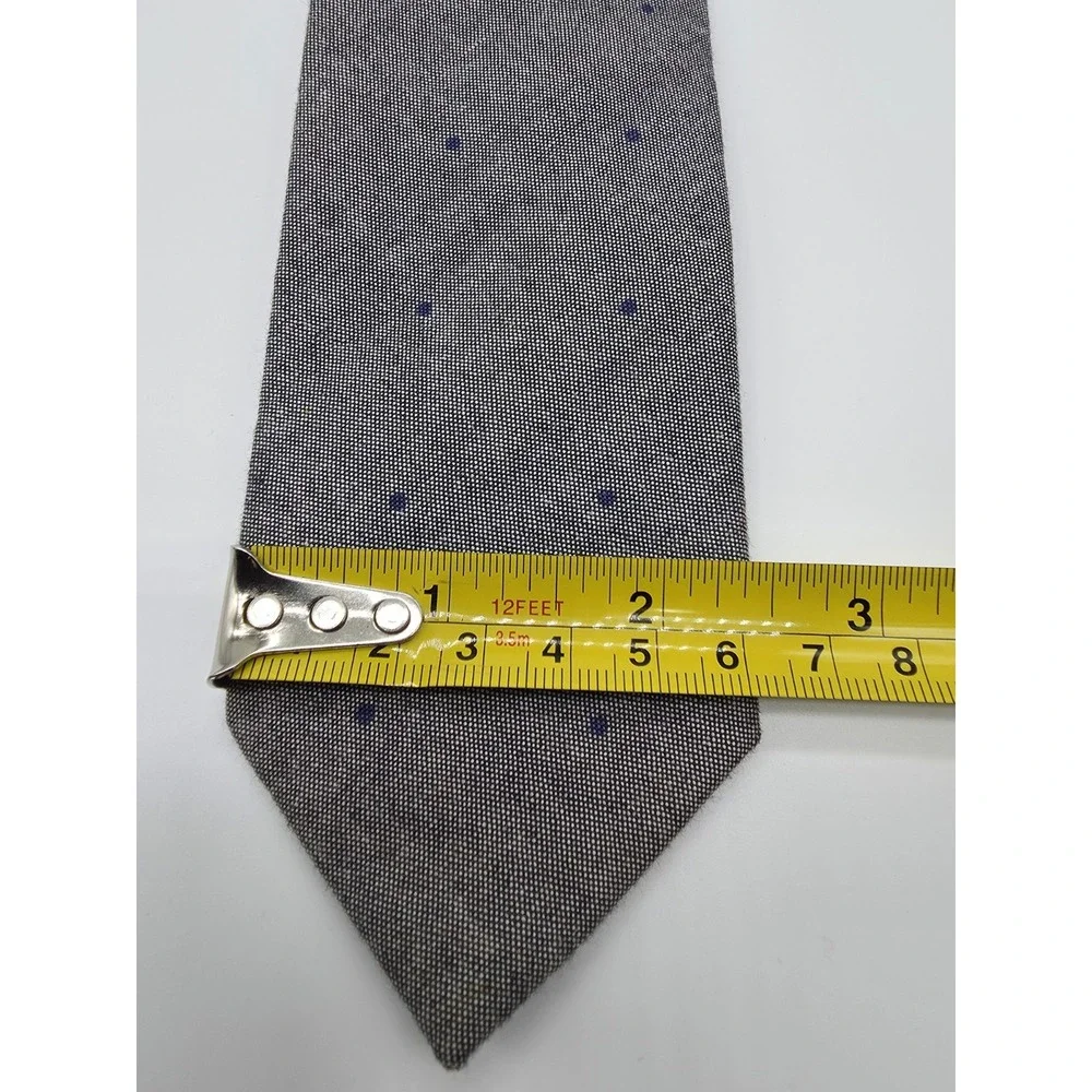 J.CREW Cotton Skinny Necktie Tie Gray Blue Spotted Pattern 60